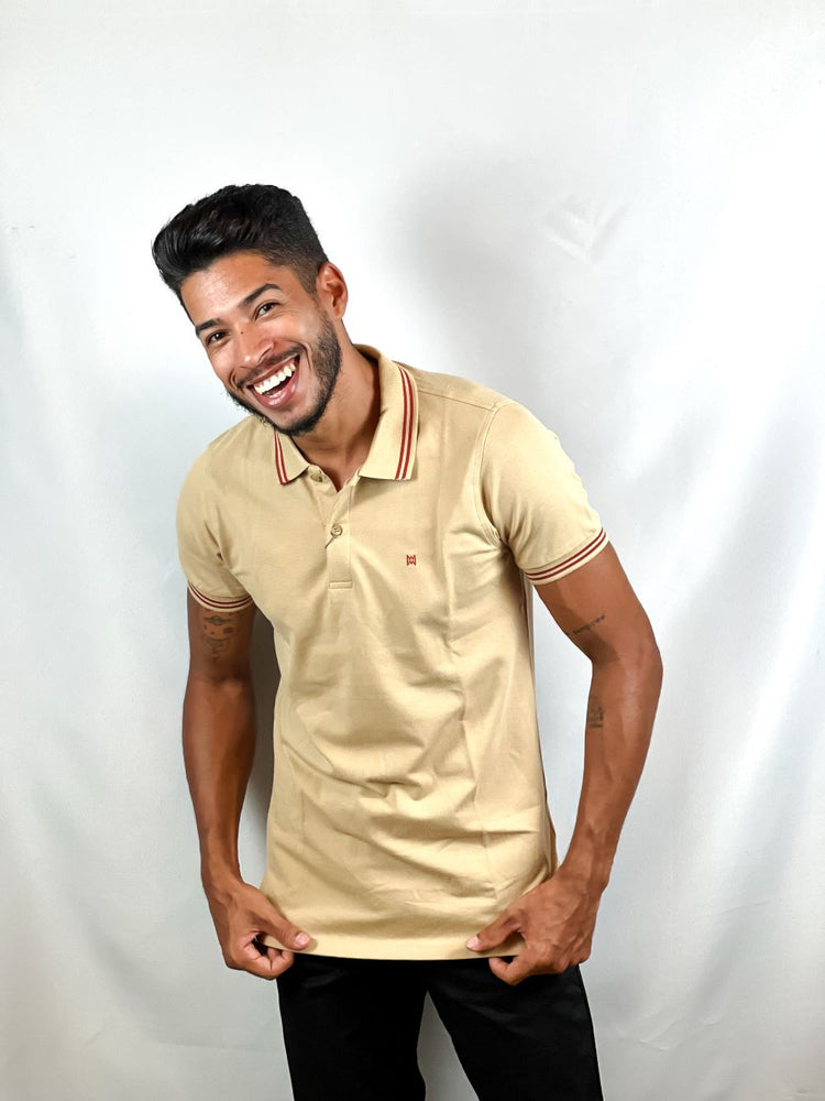 CAMISA GOLA POLO PIQUET MIOCHE BEGE CLARO