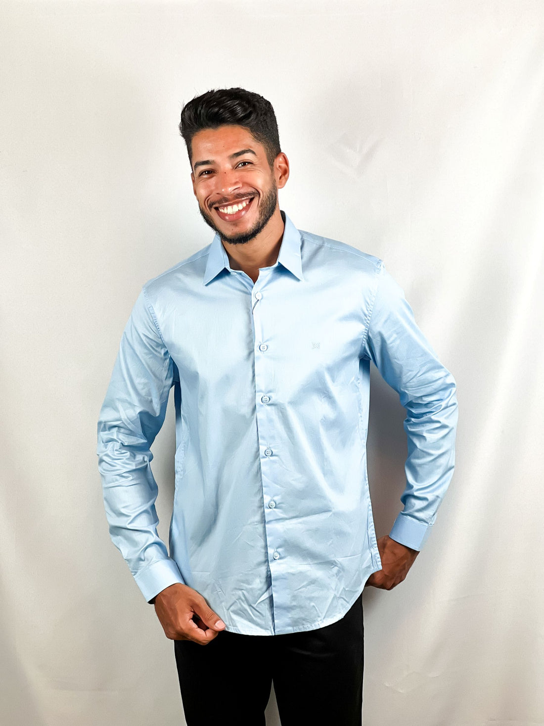 CAMISA MANGA LONGA MIOCHE BASICO ELASTANO AZUL CLARO