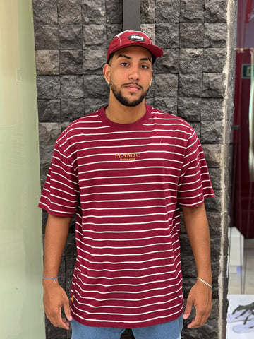 CAMISETA LISTRADA "CORPORATION" BURGUNDY