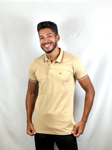 CAMISA GOLA POLO PIQUET MIOCHE BEGE CLARO