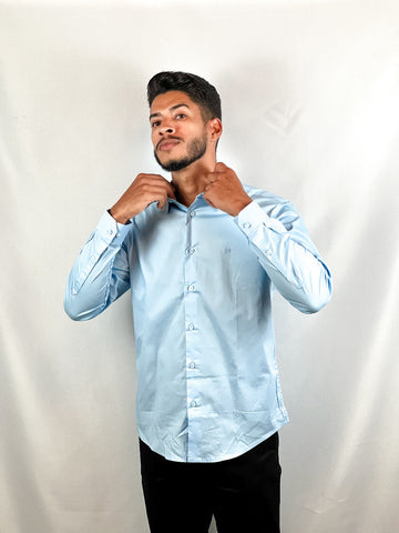 CAMISA MANGA LONGA SOCIAL- AZUL