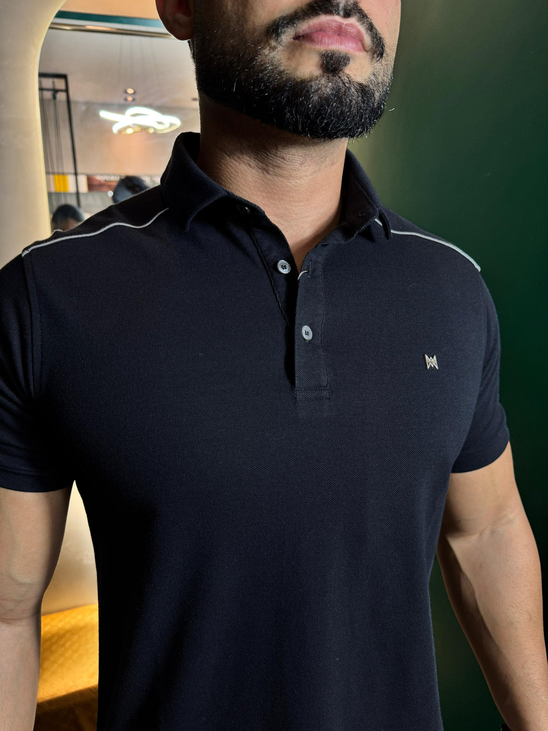 CAMISA GOLA POLO PIQUET SUED PRETO